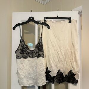 Zara Cream and Black Lace Skirt
